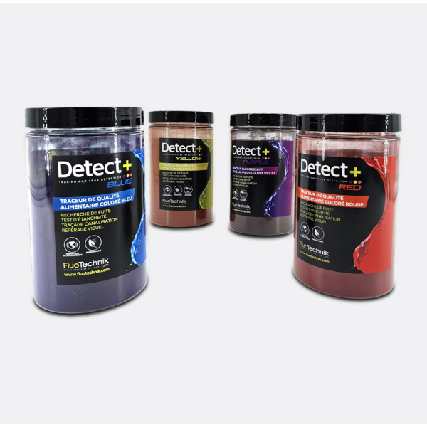 Paquete de 4 colores de polvo trazador y tinte para detección de fugas - DETECT+