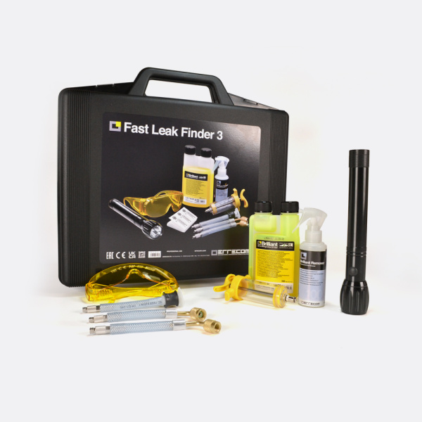 Kit Universal para la Detección de Fugas de Refrigerante de Aire Acondicionado - Lámpara Premium - FLUORESCENT YELLOW - 250ML